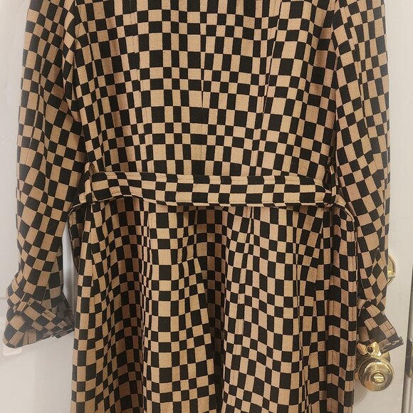 Bebe Wool Belted Trench Coat Checkered Print Fully Lined US Size S (SMALL) - Picture 6 of 8